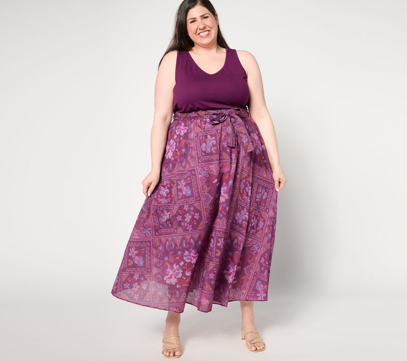 BEAUTIFUL by Lawrence Zarian Petite Printed Faux Wrap Midi Skirt — View 3