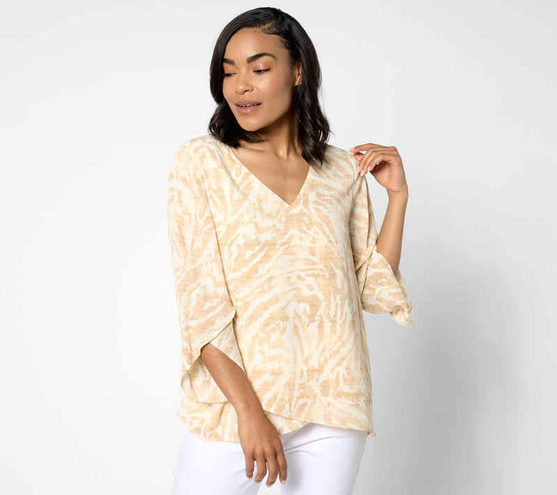 BEAUTIFUL by Lawrence Zarian Paradise Printed V-Neck Blouse — View 5