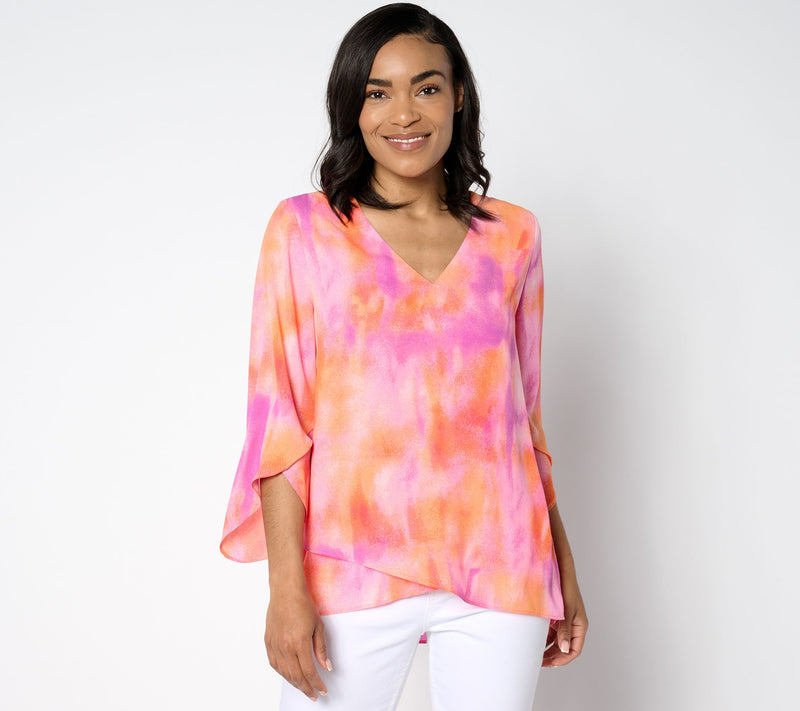 BEAUTIFUL by Lawrence Zarian Paradise Printed V-Neck Blouse — Main view