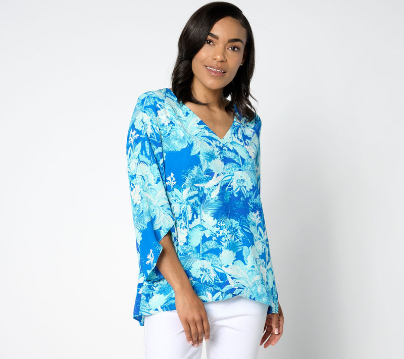 BEAUTIFUL by Lawrence Zarian Paradise Printed V-Neck Blouse — View 2