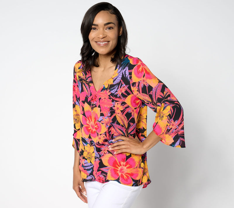 BEAUTIFUL by Lawrence Zarian Paradise Printed V-Neck Blouse — View 3