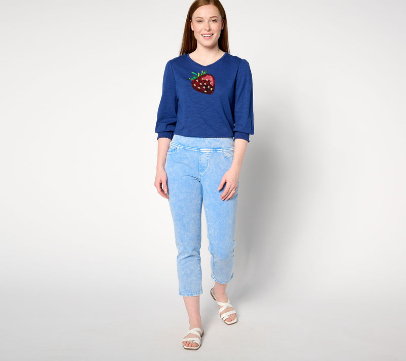 Belle Beach by Kim Gravel Petite Delray Denim Cropped Jean — View 3