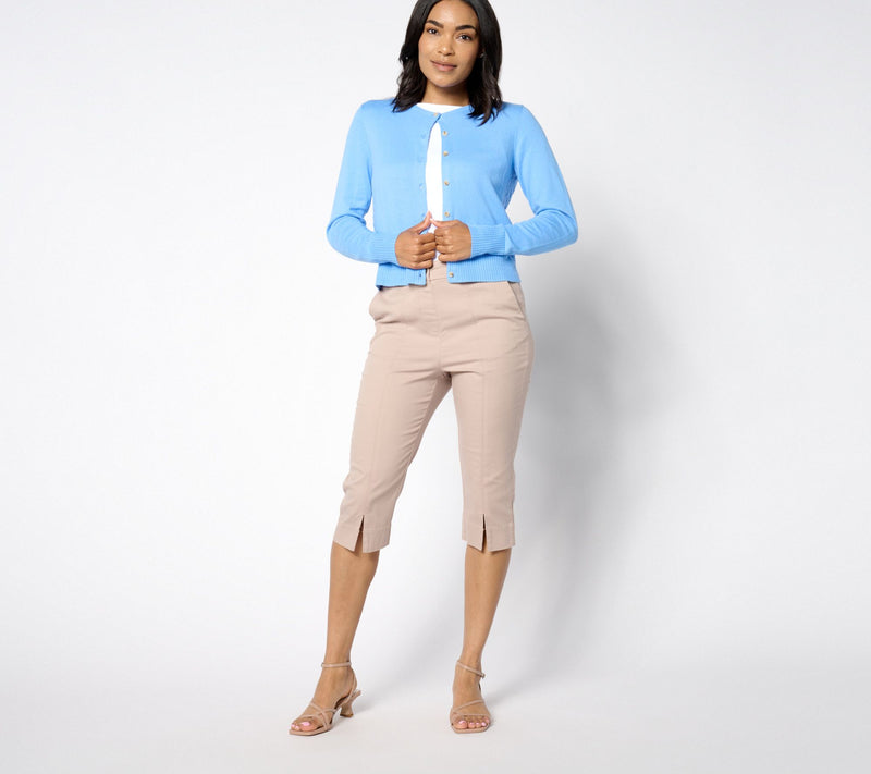 Isaac Mizrahi Live! Long Sleeve Pointelle Trim Bolero — View 9