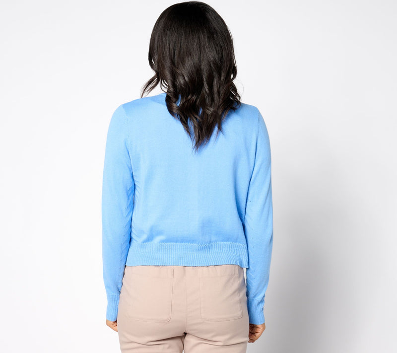 Isaac Mizrahi Live! Long Sleeve Pointelle Trim Bolero — View 8