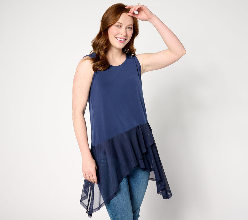 Women with Control Como Jersey and Mesh Trim Tunic — View 9