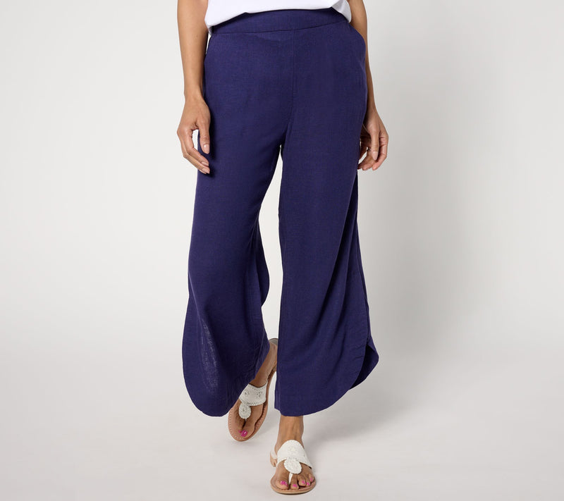 Isaac Mizrahi Live! Regular Linen Blend Wide Leg Crop Pants — View 13