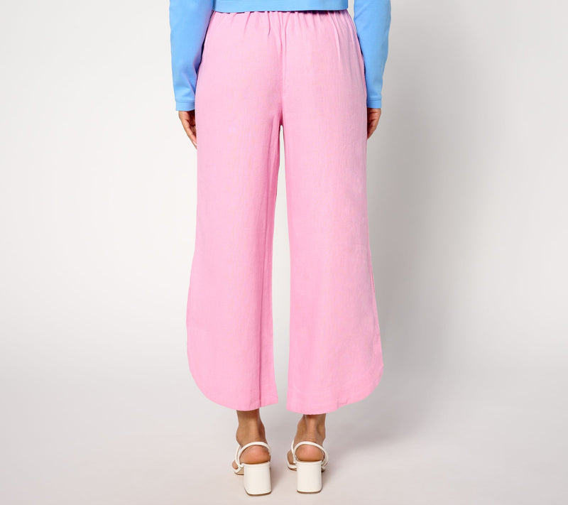Isaac Mizrahi Live! Tall Linen Blend Wide Leg Crop Pants — View 4