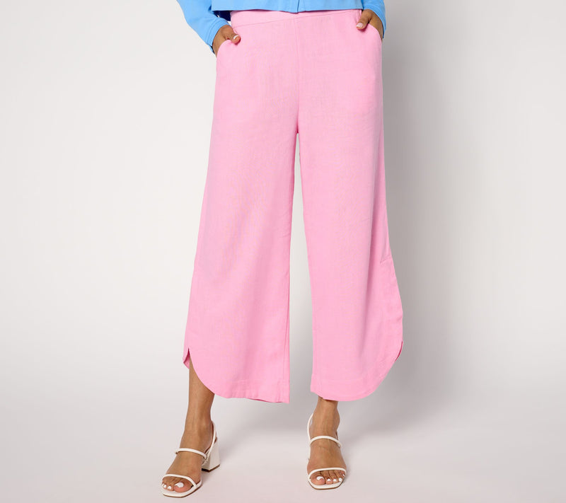 Isaac Mizrahi Live! Tall Linen Blend Wide Leg Crop Pants — View 11