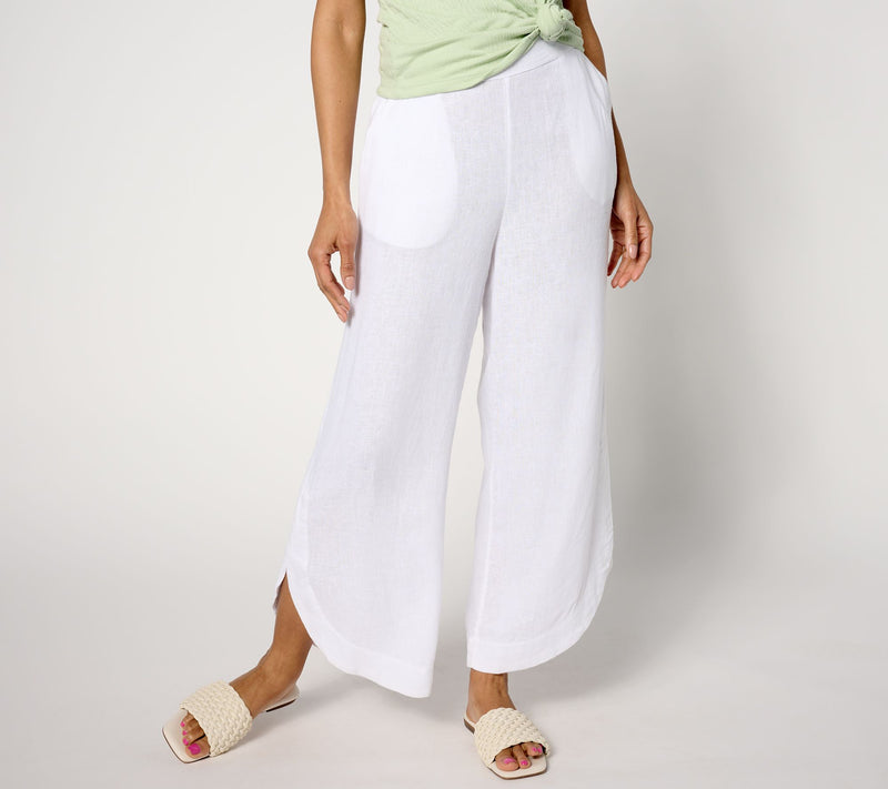 Isaac Mizrahi Live! Tall Linen Blend Wide Leg Crop Pants — View 13