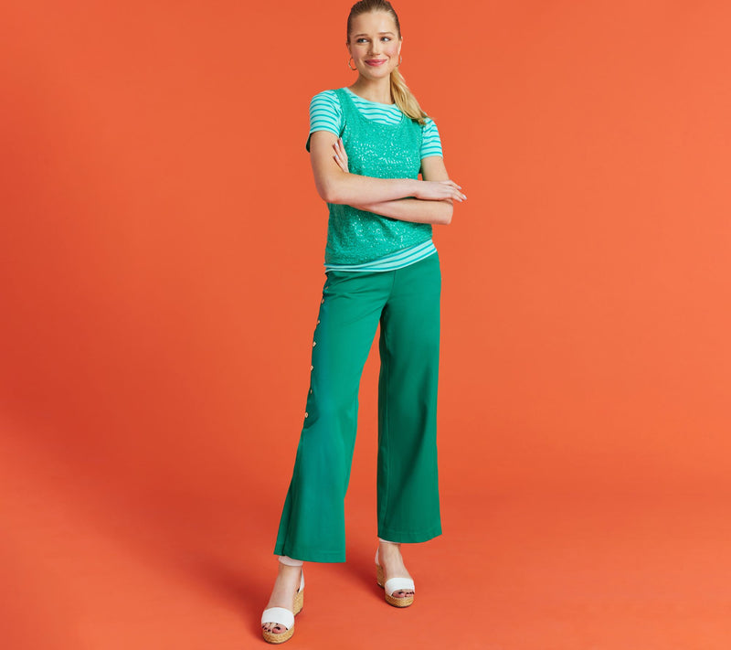 Isaac Mizrahi Live! Sequin Front Jersey Knit Sleeveless Top — View 8