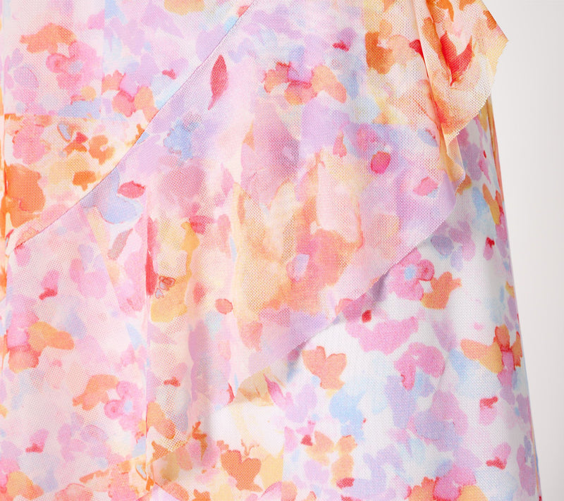 Isaac Mizrahi Live! Petite Printed Mesh Faux-Wrap Midi Skirt — View 10