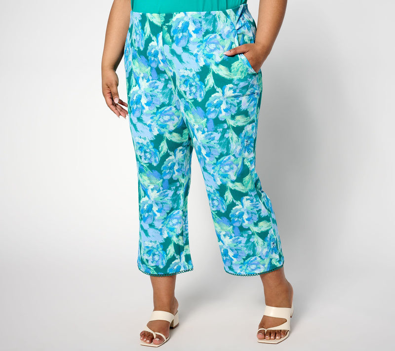 Isaac Mizrahi Live! Petite Printed Pebble Knit Crop Straight Pants — View 16