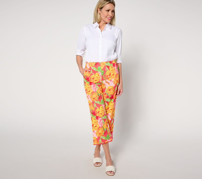 Isaac Mizrahi Live! Tall Printed Pebble Knit Crop Straight Pants — View 3