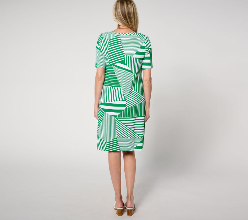 Isaac Mizrahi Live! Regular Printed Elbow Sleeve Knee Length Dress — View 2