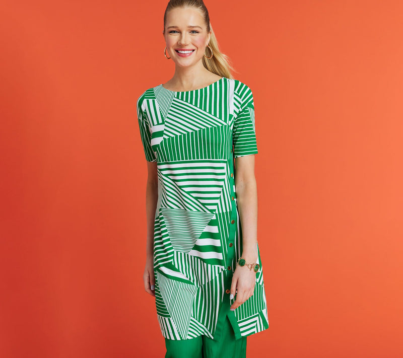 Isaac Mizrahi Live! Regular Printed Elbow Sleeve Knee Length Dress — View 5