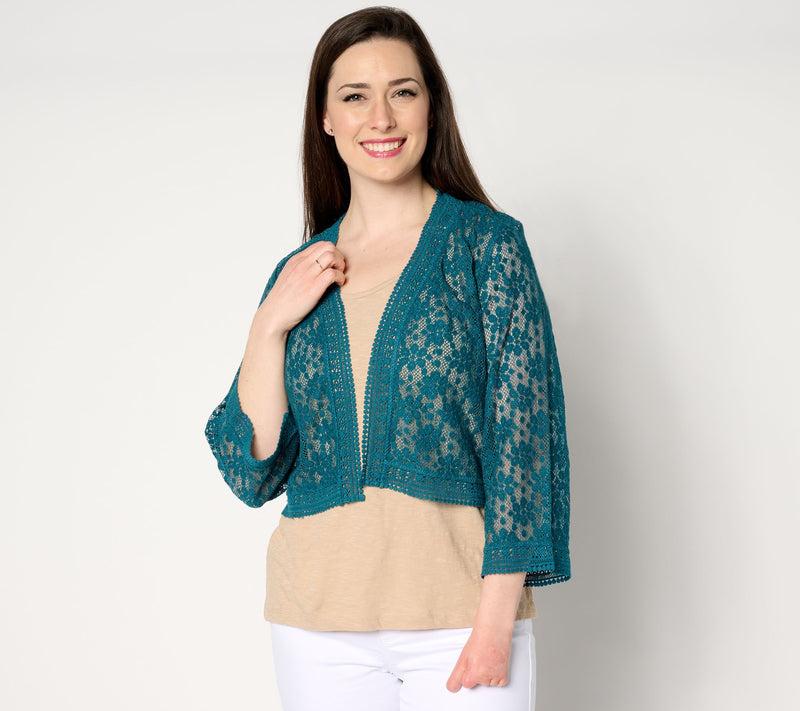 Isaac Mizrahi Live! Bridgehampton Crochet Lace Bolero — View 3