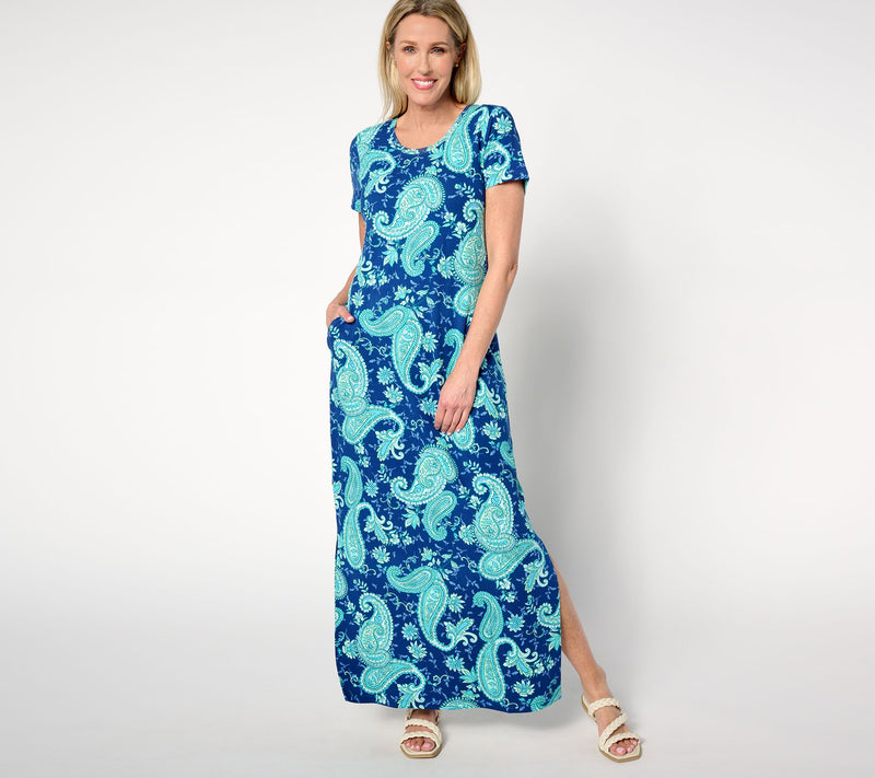 Isaac Mizrahi Live! Regular Bridgehampton Printed Maxi Dress — View 9
