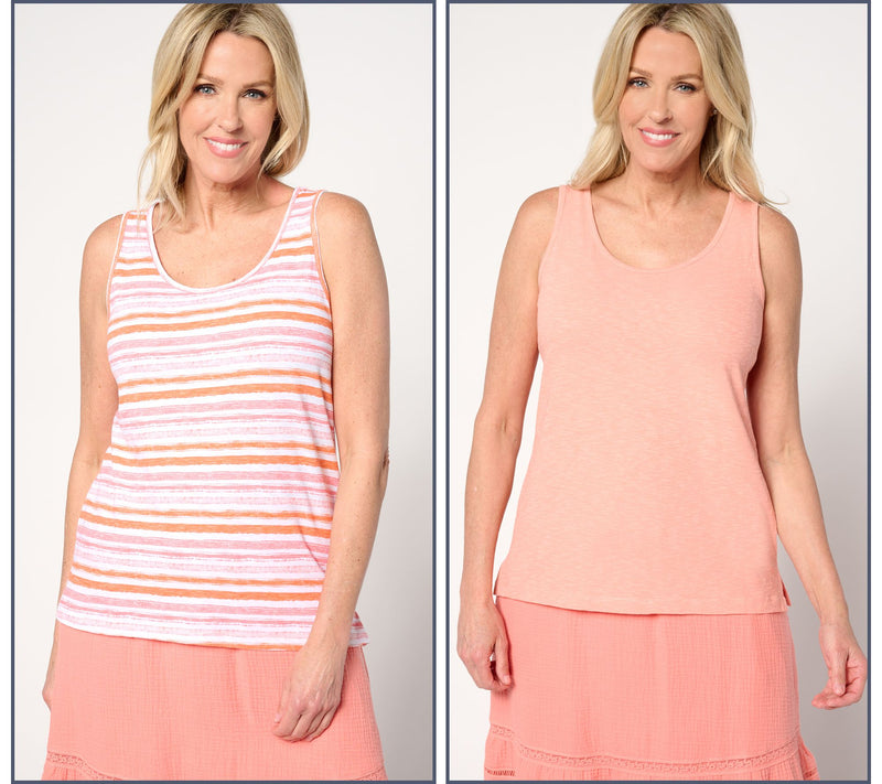Isaac Mizrahi Live! Bridgehampton Set of 2 Slub Knit Tank Tops — View 14