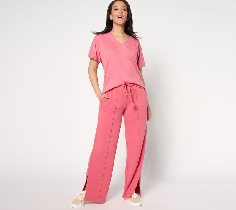 Peace Love World Petite French Terry Side Slit Sweatpants — View 3