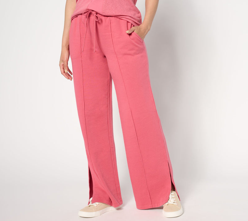 Peace Love World Petite French Terry Side Slit Sweatpants — Main view