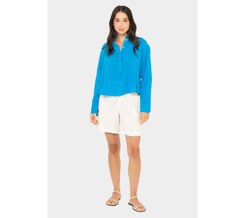 Peace Love World Boheme Long-Sleeve Top with Shirring — View 5