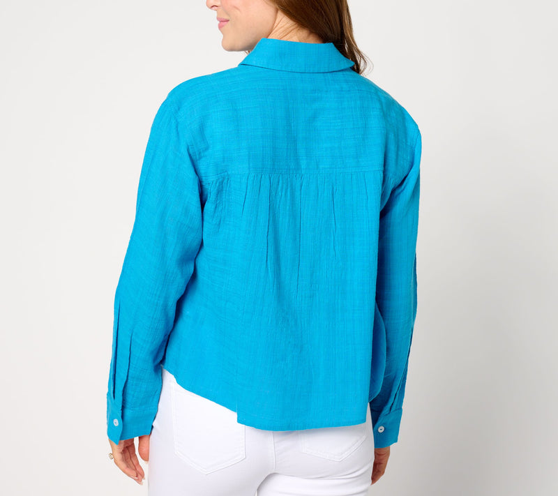 Peace Love World Boheme Long-Sleeve Top with Shirring — View 3