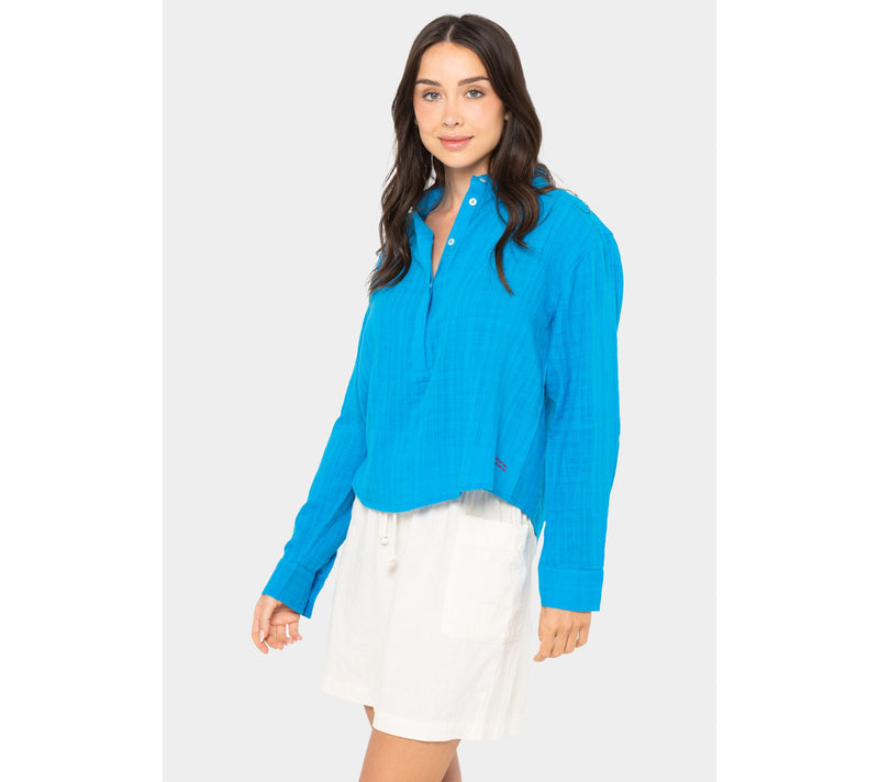 Peace Love World Boheme Long-Sleeve Top with Shirring — View 6
