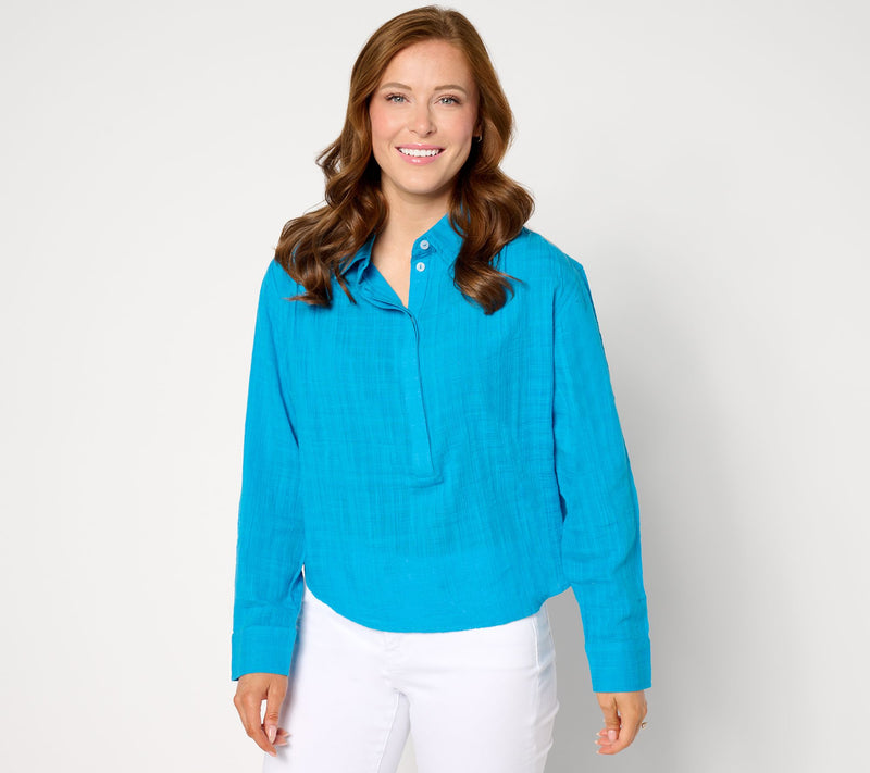 Peace Love World Boheme Long-Sleeve Top with Shirring — View 13