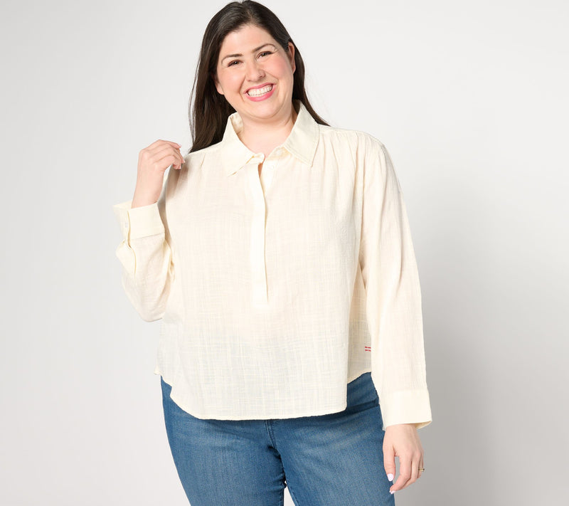 Peace Love World Boheme Long-Sleeve Top with Shirring — View 14