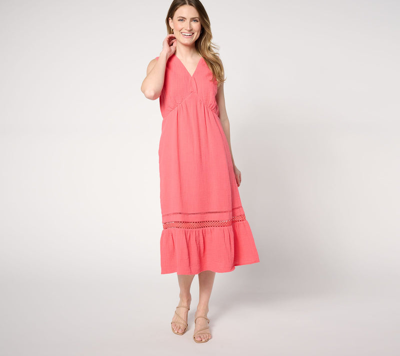 Isaac Mizrahi Live! Regular Bridgehampton Gauze Sleevless Dress — Main view
