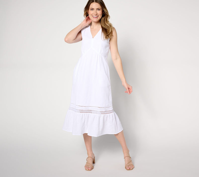 Isaac Mizrahi Live! Regular Bridgehampton Gauze Sleevless Dress — View 7