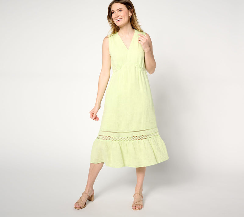 Isaac Mizrahi Live! Petite Bridgehampton Gauze Sleevless Dress — View 9