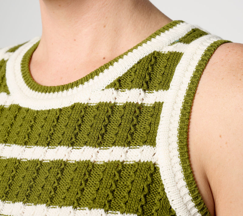 Joan Rivers Striped Cotton Crochet Sweater Tank — View 4