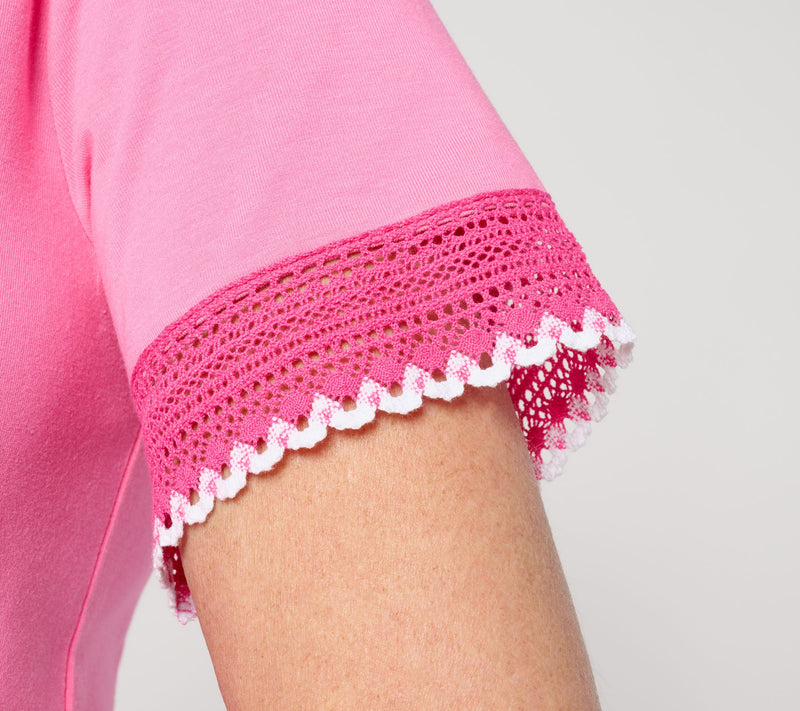 Isaac Mizrahi Live! Short Sleeve Top with Embroidery Trim — View 10