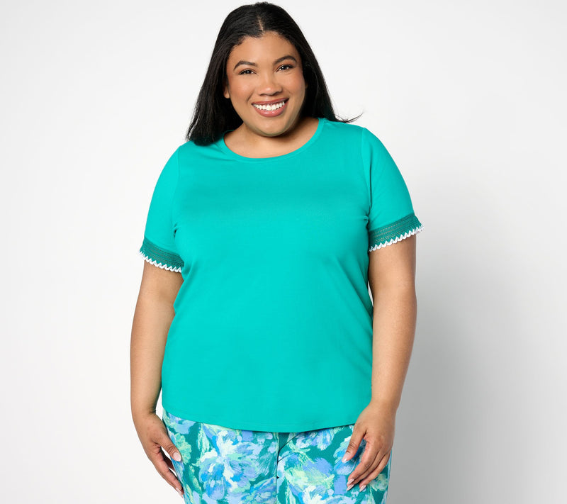 Isaac Mizrahi Live! Short Sleeve Top with Embroidery Trim — View 3