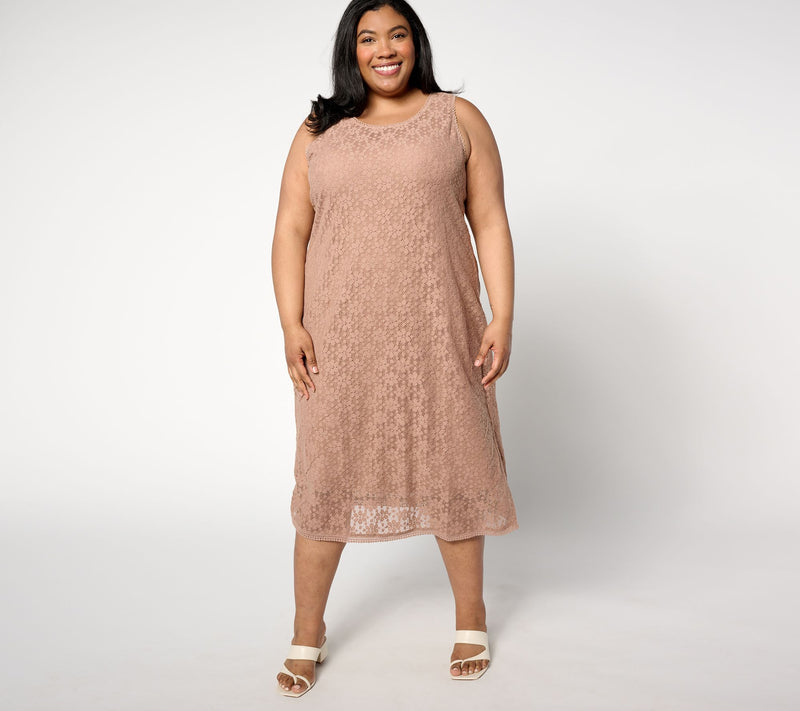 Isaac Mizrahi Live! Petite Bridgehampton Crochet Lace Midi Dress — Main view