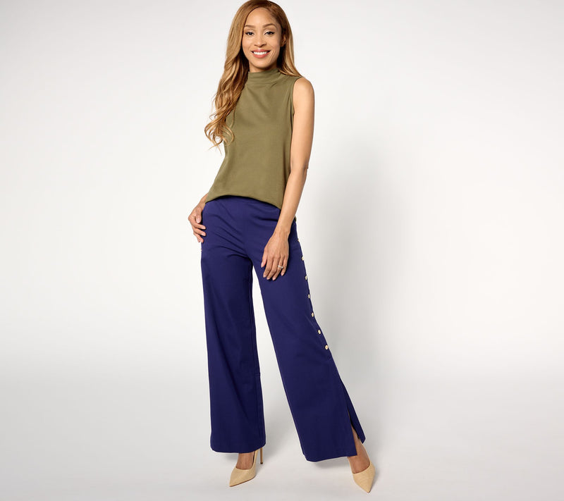 Isaac Mizrahi Live! Tall 24/7 Stretch Wide Leg Full Length Pants — View 3