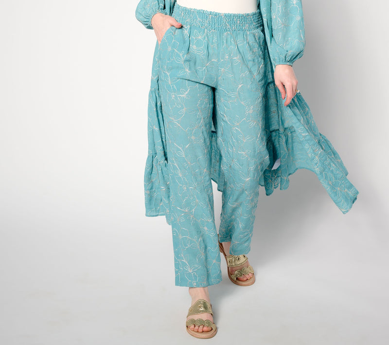 Isaac Mizrahi Live! Petite Bridgehampton Embroidered Pull-On Pants — View 5