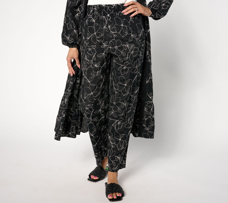 Isaac Mizrahi Live! Tall Bridgehampton Embroidered Pull-On Pants — View 9
