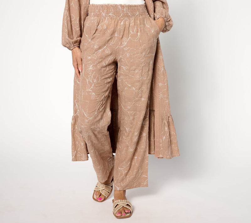 Isaac Mizrahi Live! Tall Bridgehampton Embroidered Pull-On Pants — View 10