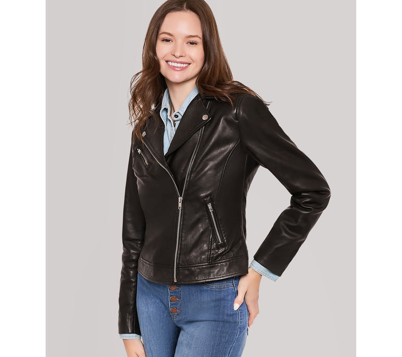 American Leather Co. Washed Leather Moto Jacket — View 12