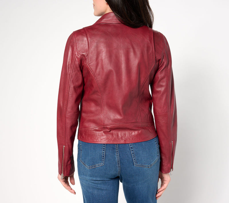 American Leather Co. Washed Leather Moto Jacket — View 11