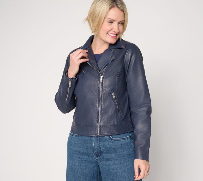 American Leather Co. Washed Leather Moto Jacket — View 9