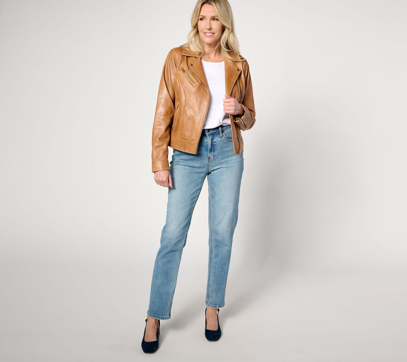 American Leather Co. Washed Leather Moto Jacket — View 14