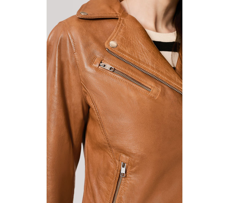 American Leather Co. Washed Leather Moto Jacket — View 13