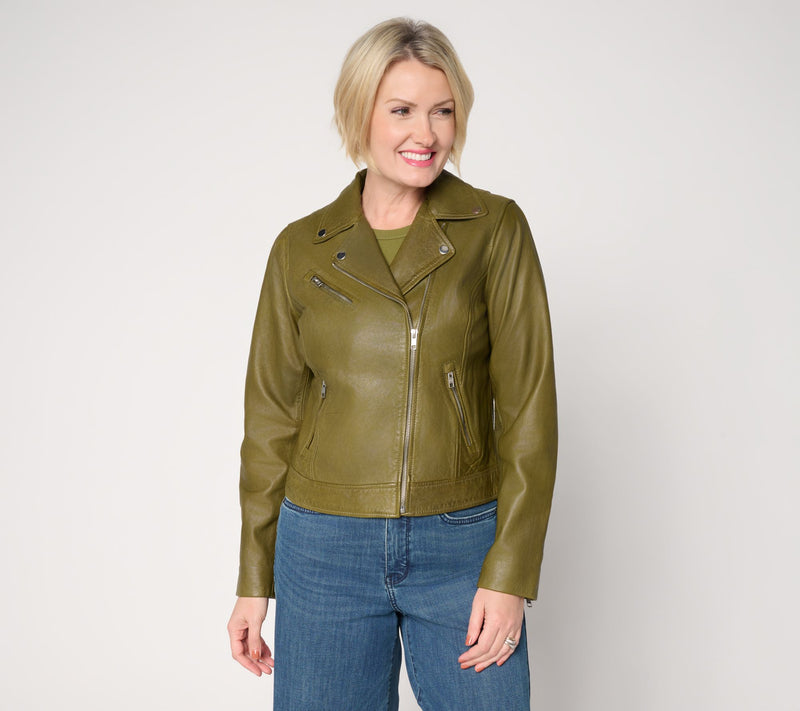 American Leather Co. Washed Leather Moto Jacket — Main view