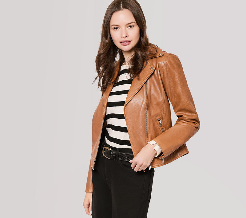 American Leather Co. Washed Leather Moto Jacket — View 7