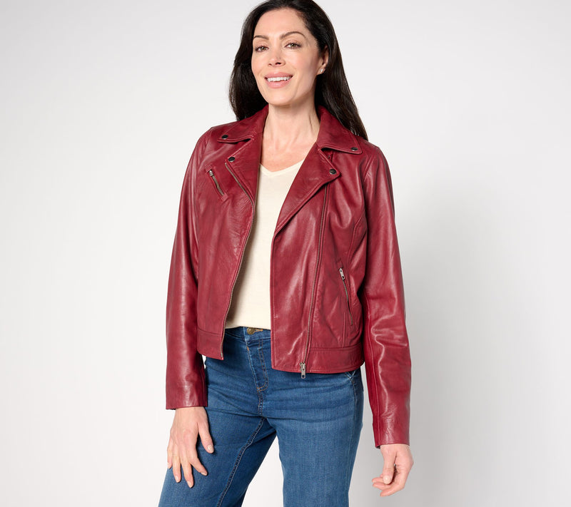 American Leather Co. Washed Leather Moto Jacket — View 18