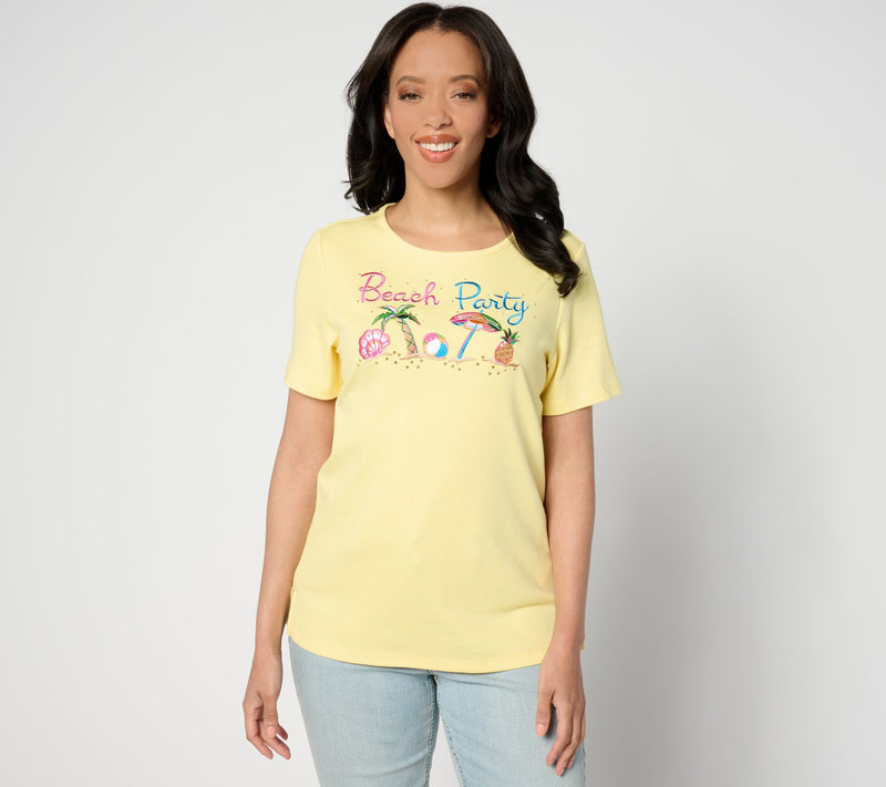 Quacker Factory Festive Summer Short Sleeve Top — View 8