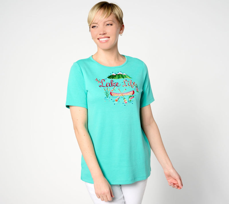 Quacker Factory Festive Summer Short Sleeve Top — View 9